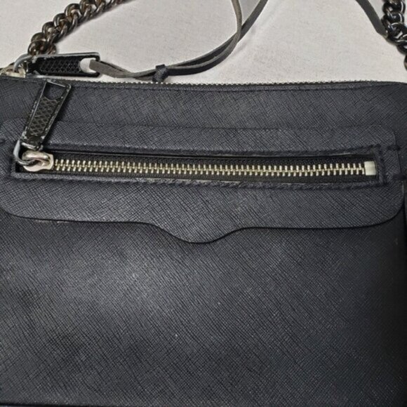 Rebecca Minkoff Avery Black Saffiano Leather Crossbody Bag Purse Studded Chain - Picture 7 of 16